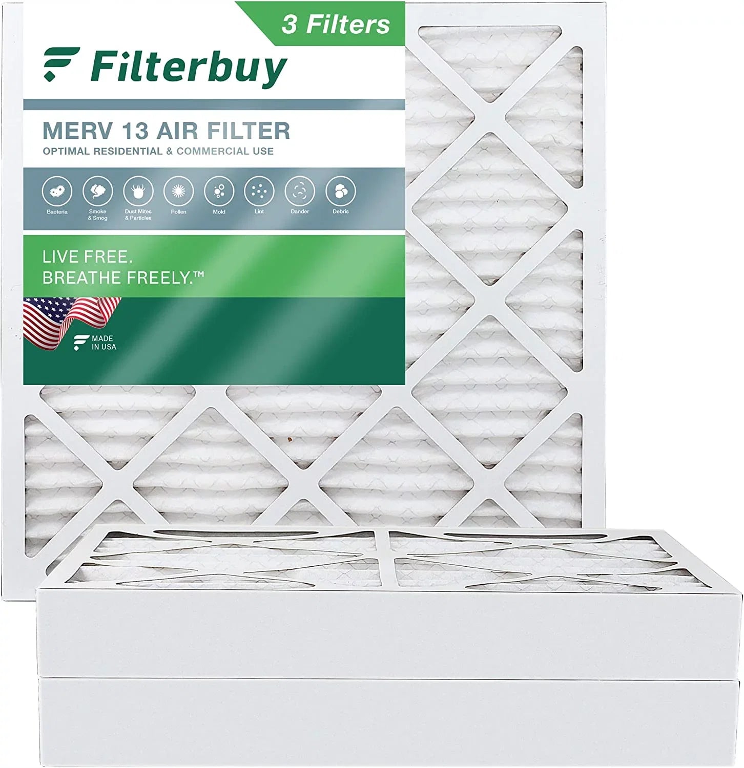 HVAC Air AC 12x12x4 Furnace MERV 13 (3-Pack) Filters Filterbuy Pleated