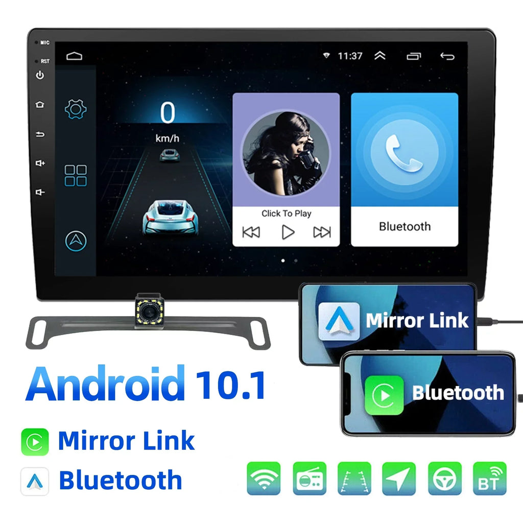 Double Screen Car 10.1" Car Camera 10.1 GPS HD Ele-mall Mirror Android Din Rear W/Bluetooth Radio Car Included Touch Player, Stereo, MP5 Function, Link