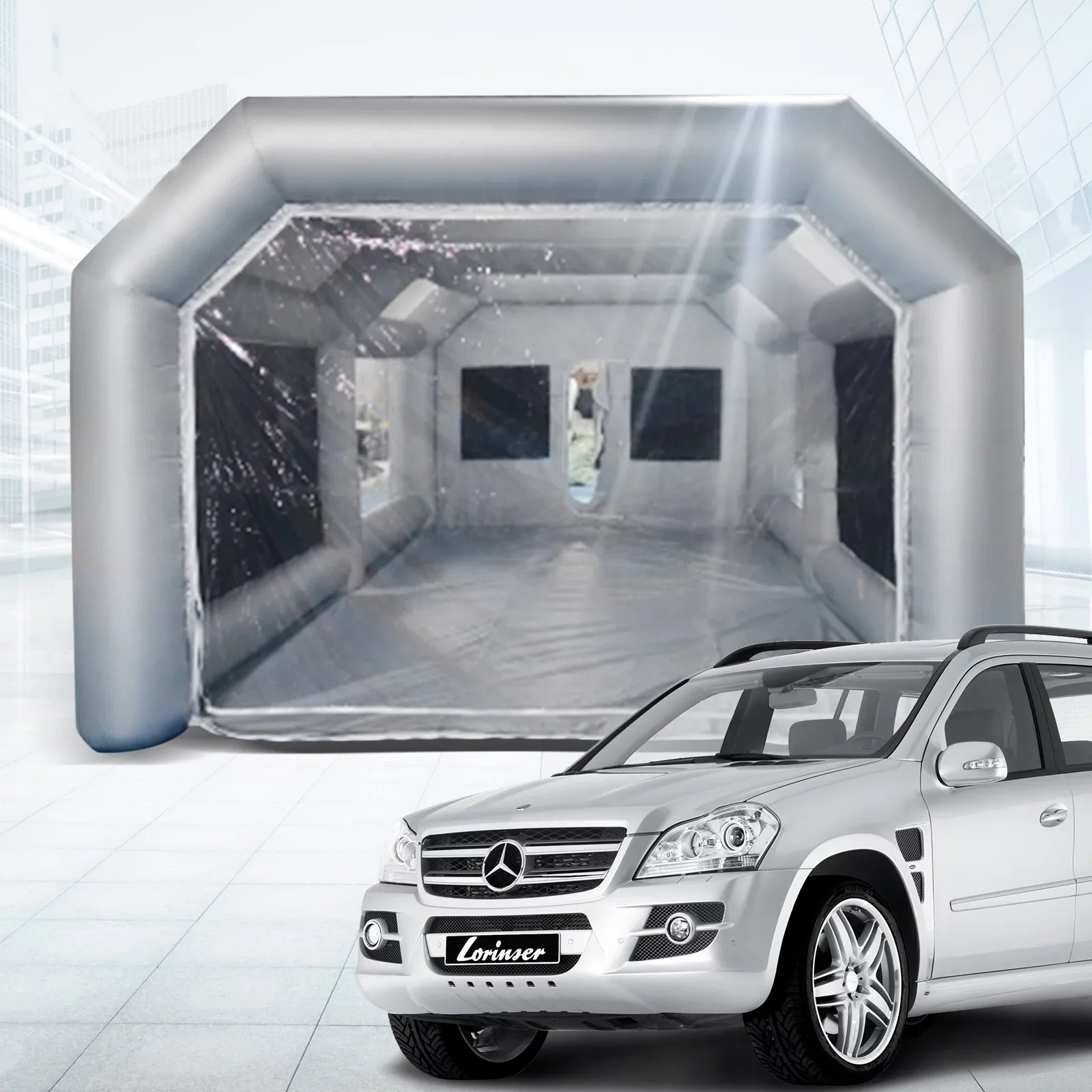 Booth Inflatable Spray Blower Portable 26x13x10ft System Miumaeov Transparent Mobile and Built-in Paint Tent Paint Booth Air Paint with Inflatable PVC Filter Spray Giant Windows Spray