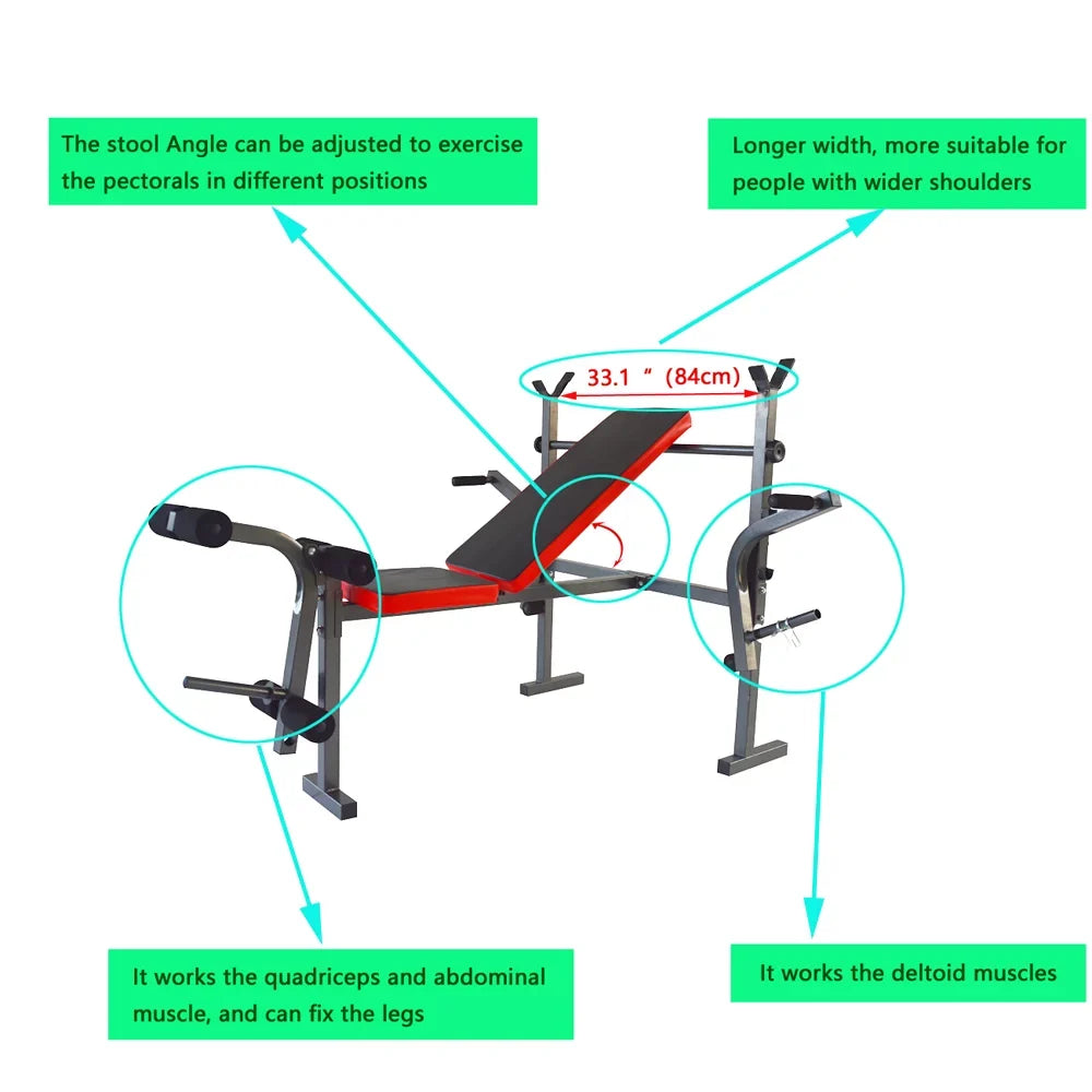 Press Weight Home Lift Fitness Exercise Workout 120kg Weight Bench Adjustable INTBUYING Gym for Max Set