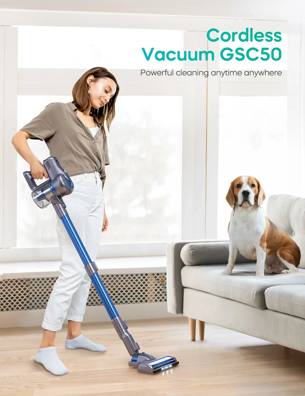 6 Cordless Detachable 23000Pa 1 Lightweight Vacuum with for Cleaner, Long Battery, Powerful Runtime, in Suction, Floor/Carpet/Pet/Hair 35min Home/Car/Hard Vacuum Handheld