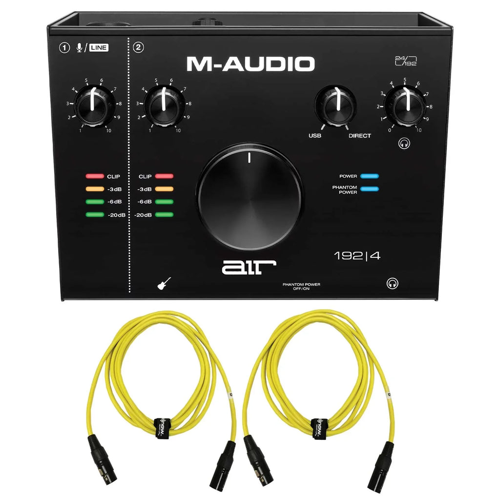 Cables 192 24/192 Audio 2-In/2-Out 4 Universal 10FT M-Audio with Yellow XLR | AIR Sure-Fit Interface USB Package