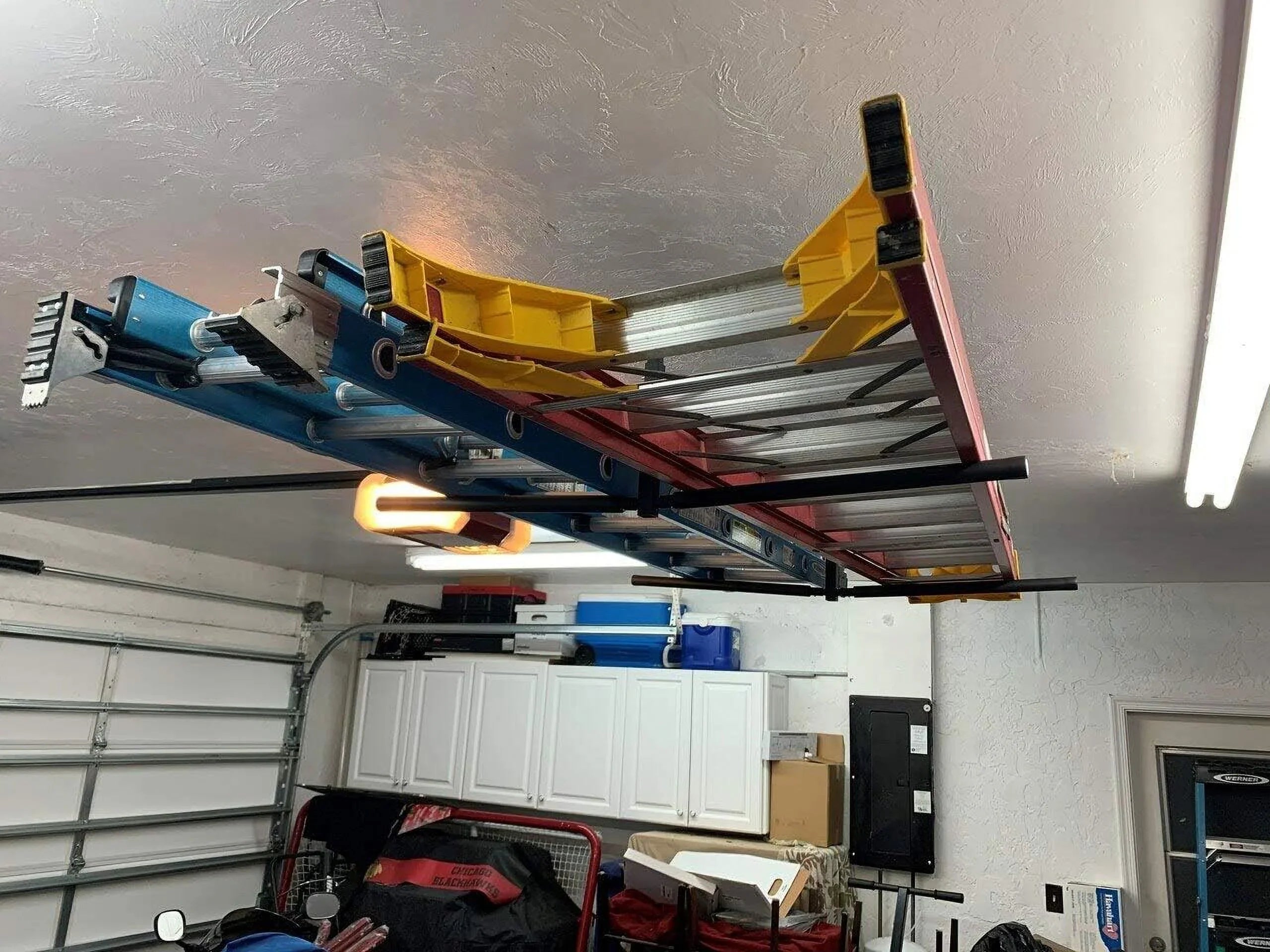 Double Storage Hi 2 Organizer, Port Garage Ladder Rack, Hanger Mount Storeyourboard Ceiling And