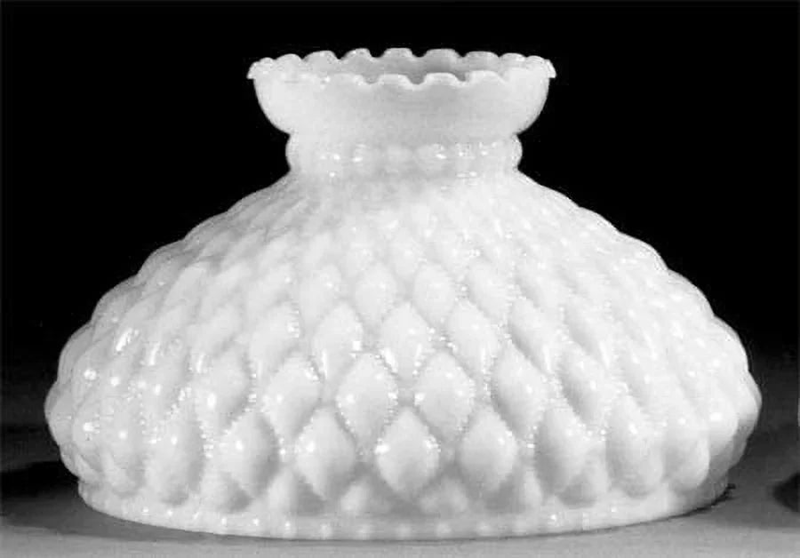 Crimped Pattern Opal GOURE® Glass 10" Top Student Shade with Diamond Quilted