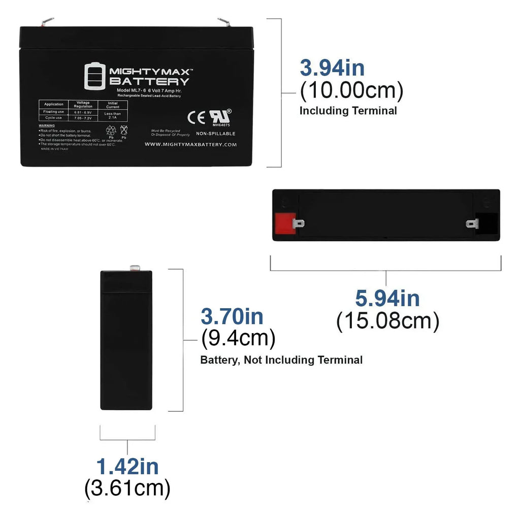 Mini SLA F1 6V 2 for Battery Motos 7Ah - Pack MM-GB81A 12v Go-Kart