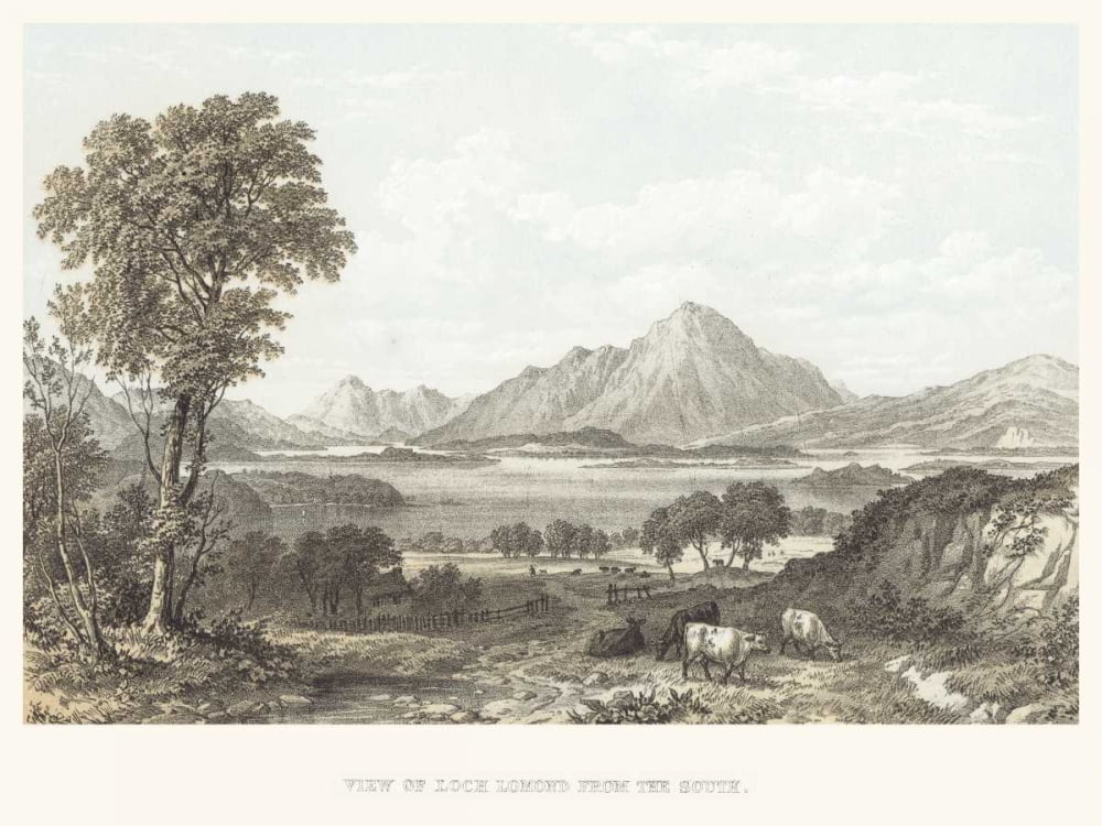 with Lomond Unknown Framed Print Double Ornate Matting of Museum Titled Gold Loch View 14x12 Wood Art -