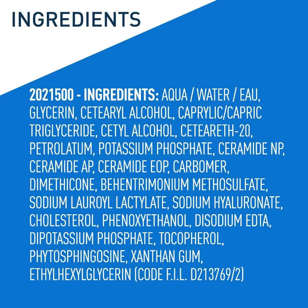 CeraVe Cream Moisturizing Hydrating Face Hyaluronic | Free Moisturizer and and Ounce Moisturizer Fragrance | 19 | Non-Comedogenic Acid | with Skin Body Body Dry | Cream for Ceramides