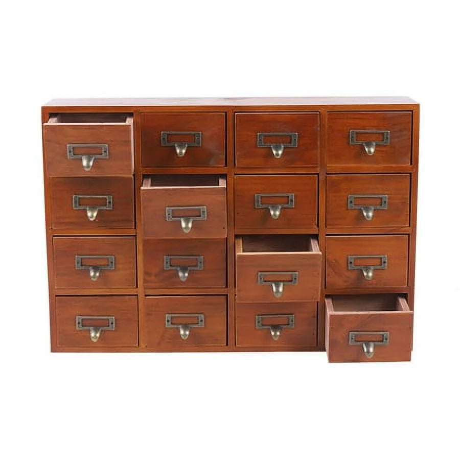 Wood Organizer Apothecary Desk Drawer Box Cabinet Drawers Retro Storage 16