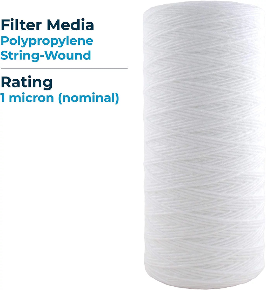 (Case of Filter 10x4.5 Cartridge WP1BB97P Micron SP-WP1-BB 1 SpiroPure SWC-45-1001 Polypropylene String-Wound 355213-43 8) Water