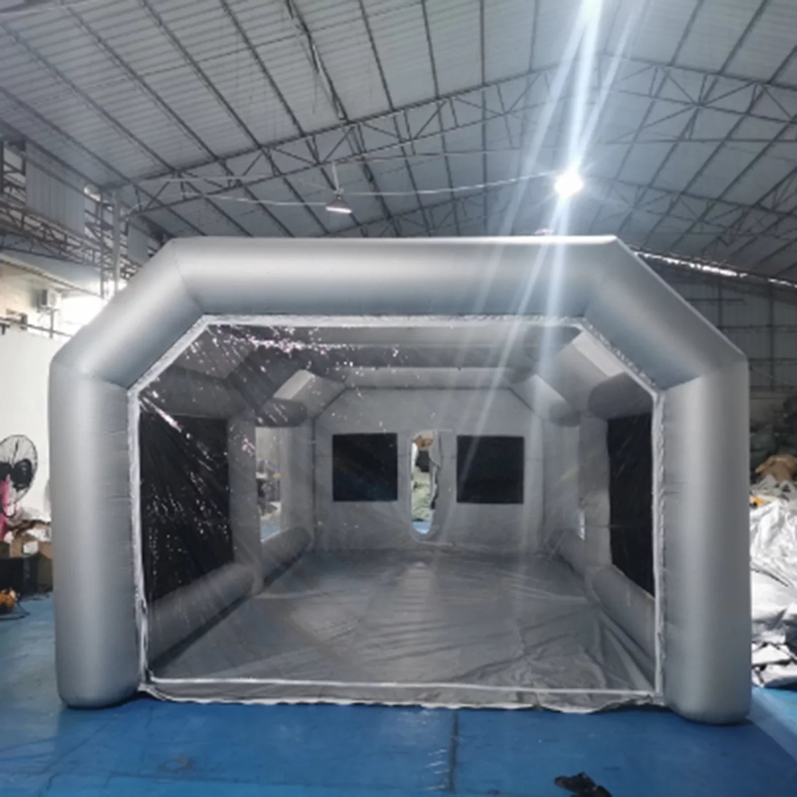 Booth Inflatable Spray Blower Portable 26x13x10ft System Miumaeov Transparent Mobile and Built-in Paint Tent Paint Booth Air Paint with Inflatable PVC Filter Spray Giant Windows Spray
