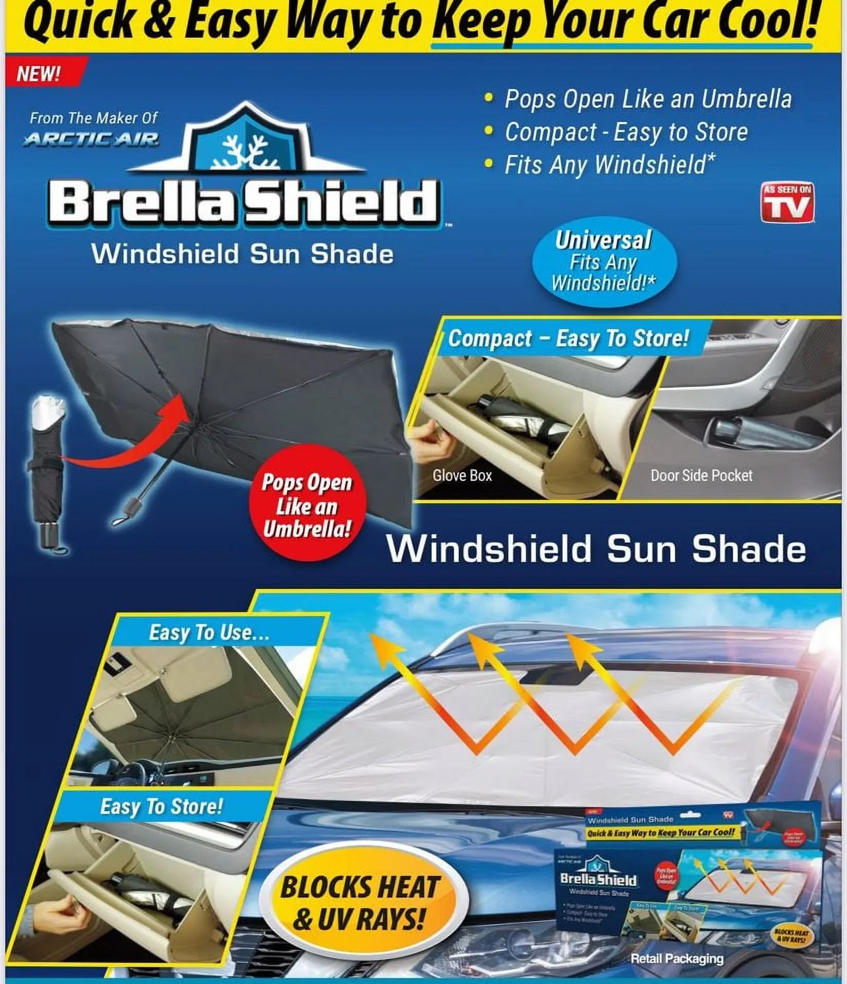 Fits Universal Rays Heat Brella Sun Car UV Shield Windshield Your Windshield Cool Keep Block Shade any and