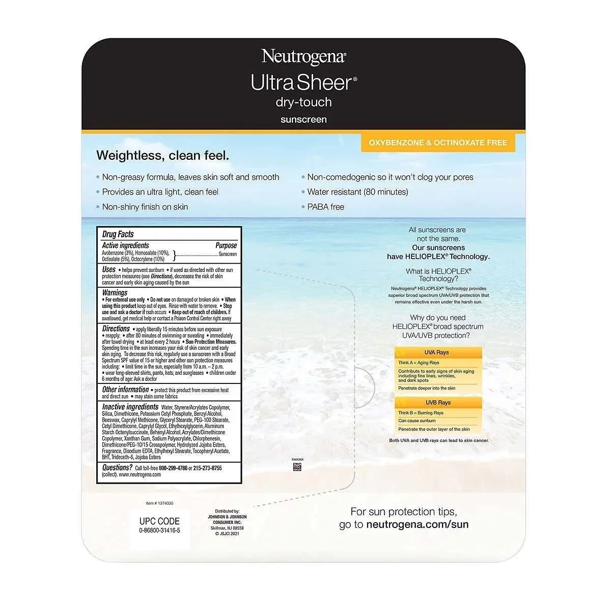 Oz Sheer 8 Neutrogena 5.0 Spf Feel Wt Ultra Net Oz,, Sunscreen 55 Clean Fl Light Weight Fl +3.0 Fl Oz ()