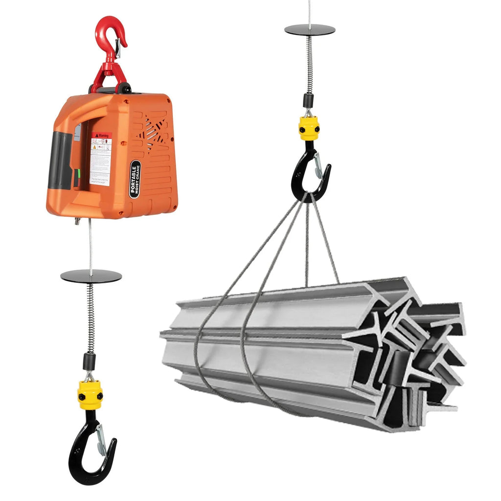 300kg/660 lbs Crane Winches W/ Electric Lift Hoist 3-in-1 Portable Remote Winch