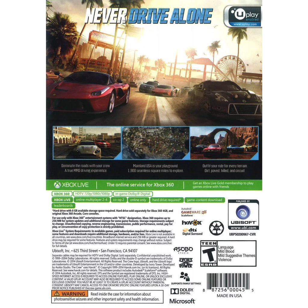360, 887256000455 Crew, Ubisoft, XBOX The