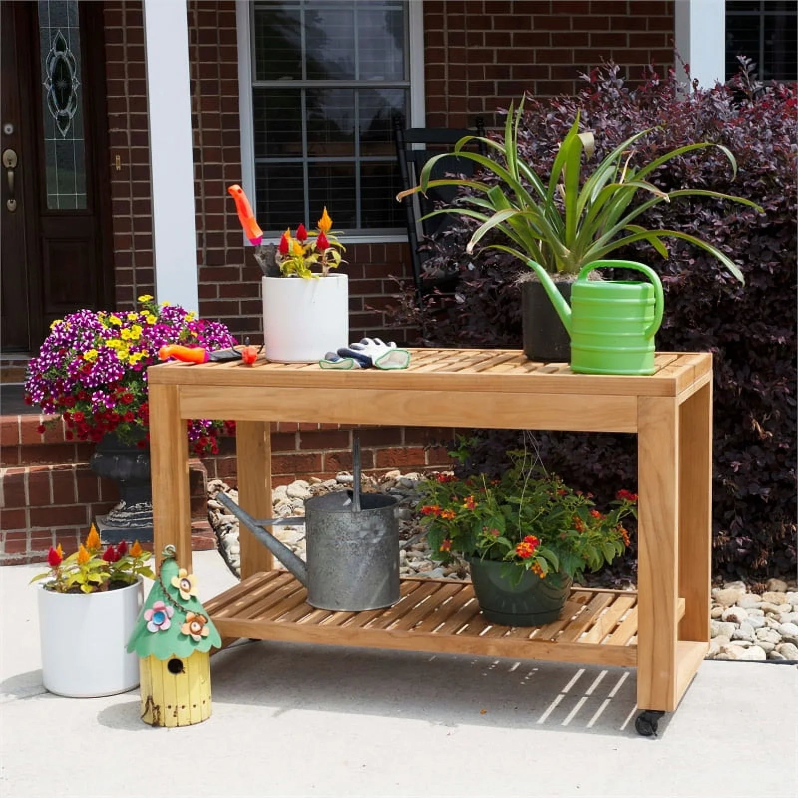 Slatted & Rolling Top Afuera Living in Island Natural Shelf Wood Outdoor Kitchen