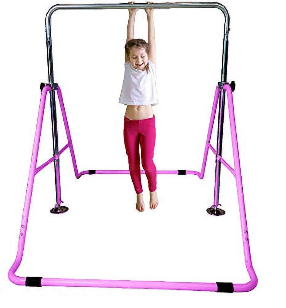 Monkey Gymnasts Purple Training Expandable Children Bar Jungle Bars Tower Adjustable Athletic Height Horizontal Playground Training Bar Folding Balance Bar Gym Junior Climbing Bar Gymnastics Kip