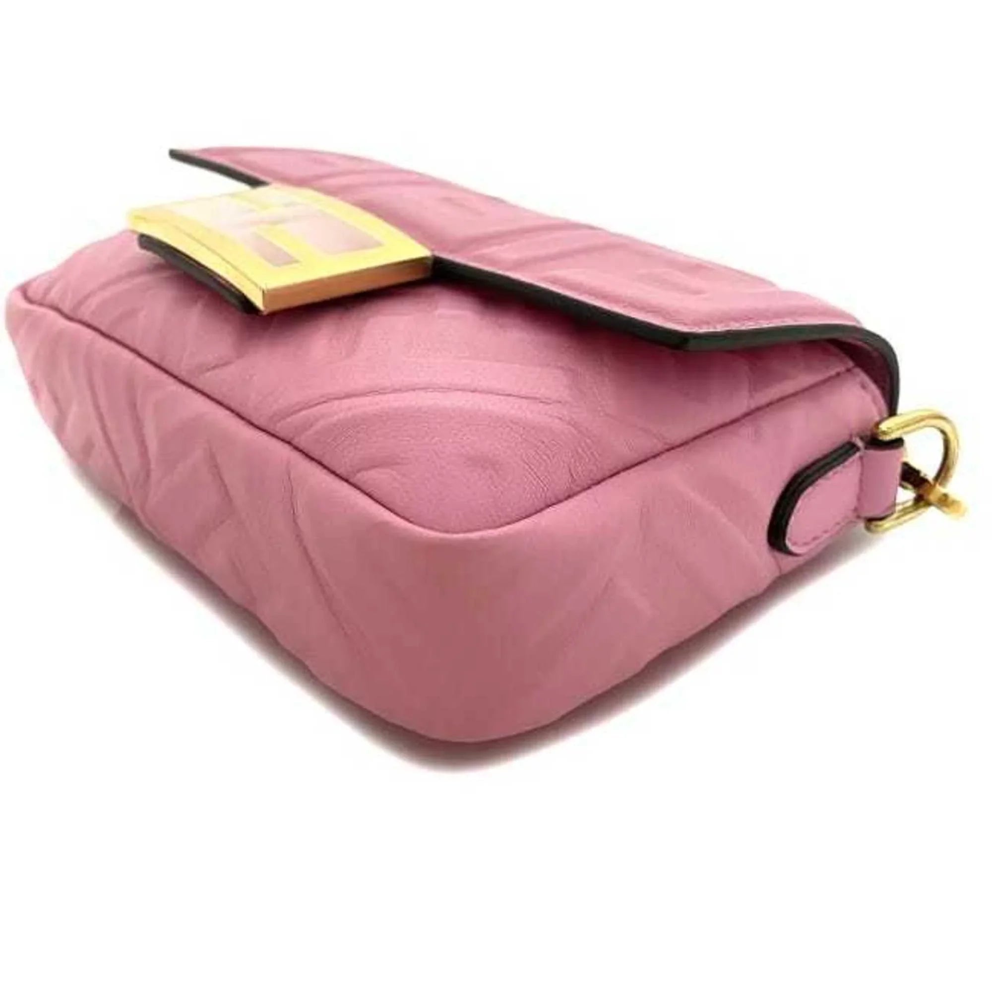 Pink FF Baguette Pre-Owned Chain FENDI Small 8BS017 Leather Shoulder (Like GP Embossed Ladies New) Gold Fendi Bag