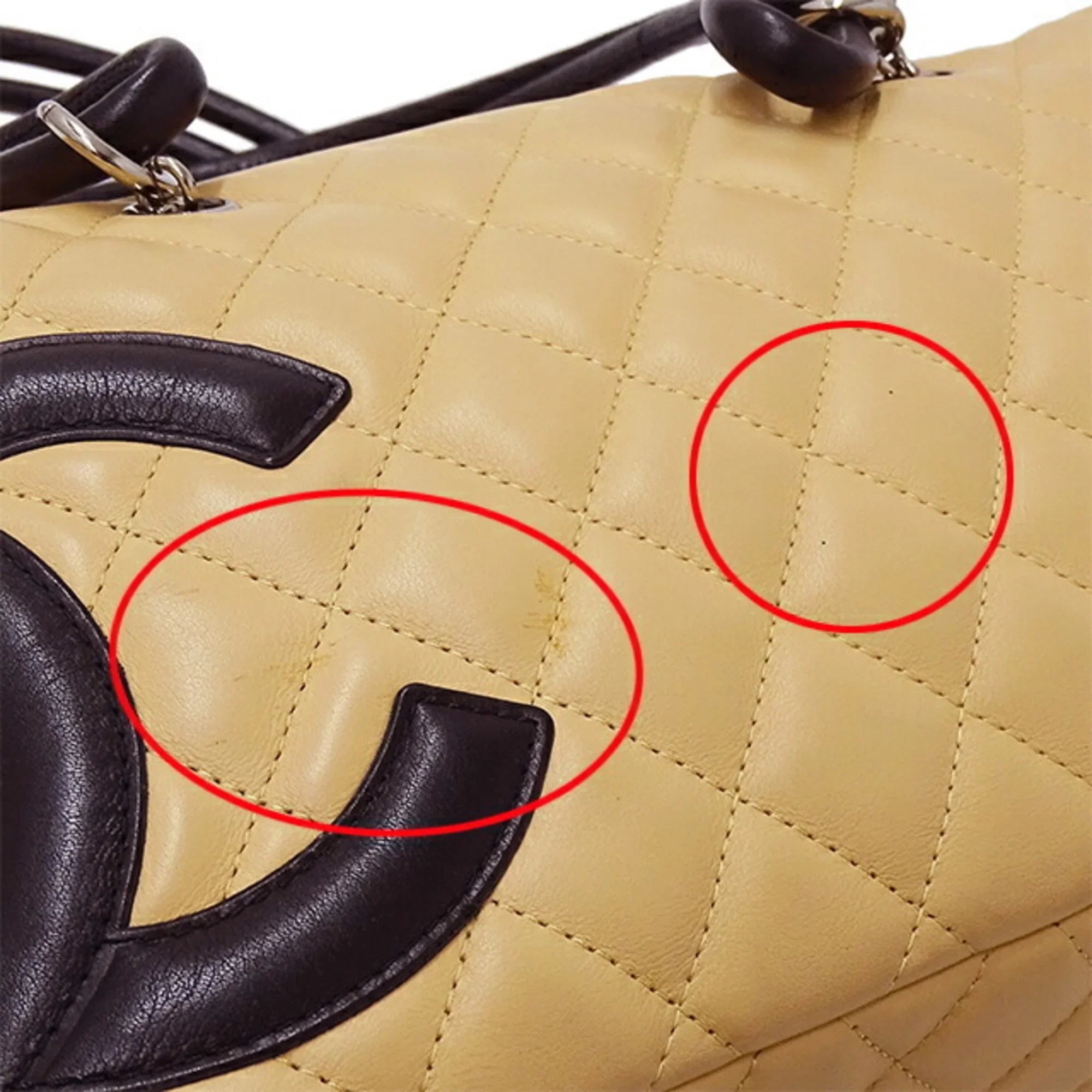 Lambskin Beige CHANEL Women's Handbag (Fair) Cambon Bag Pre-Owned Black