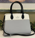 Satchel Purse Colorblock Grey Bag Spade Platinum Medium Madison Kate KC621 Leather
