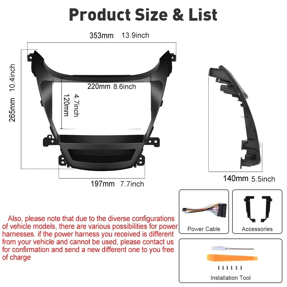 Auto AHD System Android 2014-2016 Wireless Hyundai 2+32G GPS Link Bluetooth Usb, Touchscreen 9'' Android Car 11 Radio Podofo Stereo Mirror for Camera Carplay Elantra Hifi FM Backup WIFI