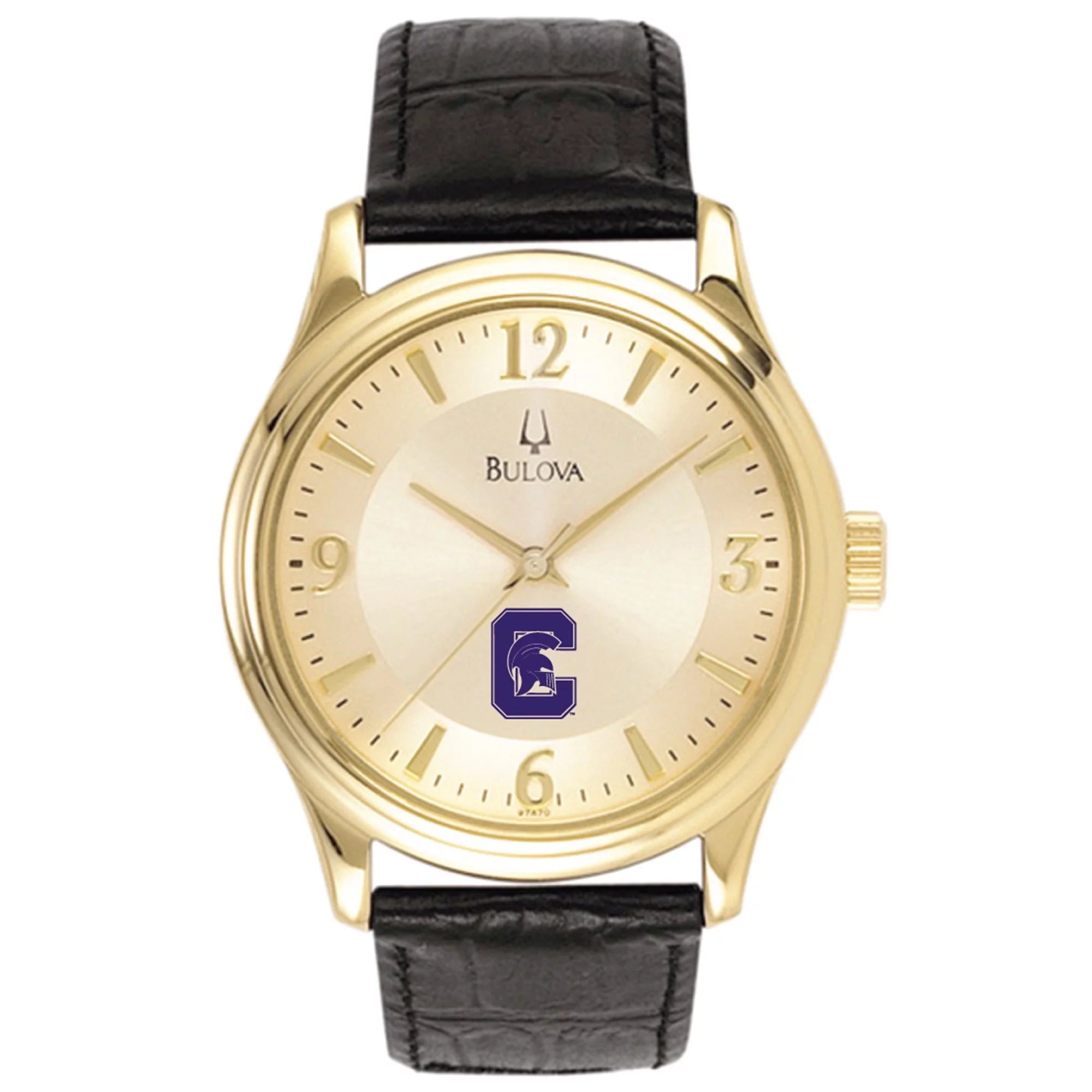 Gold/Black Watch Capital University Bulova Comets Steel with Band Stainless Men's Leather