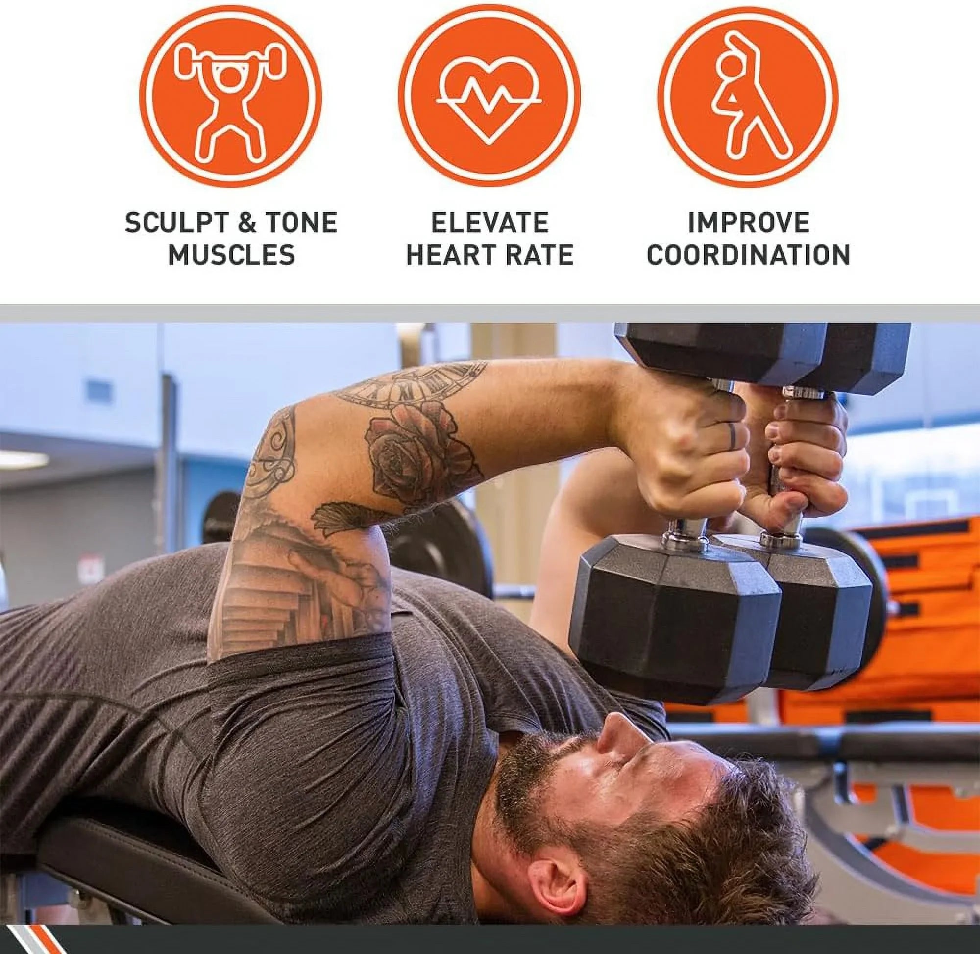 Accessories Srengh – Rubber Exercises Gym Home Equipmen – Weigh, – – Pair For Encased raining Dumbbells Hex raining Weigh Dumbbell