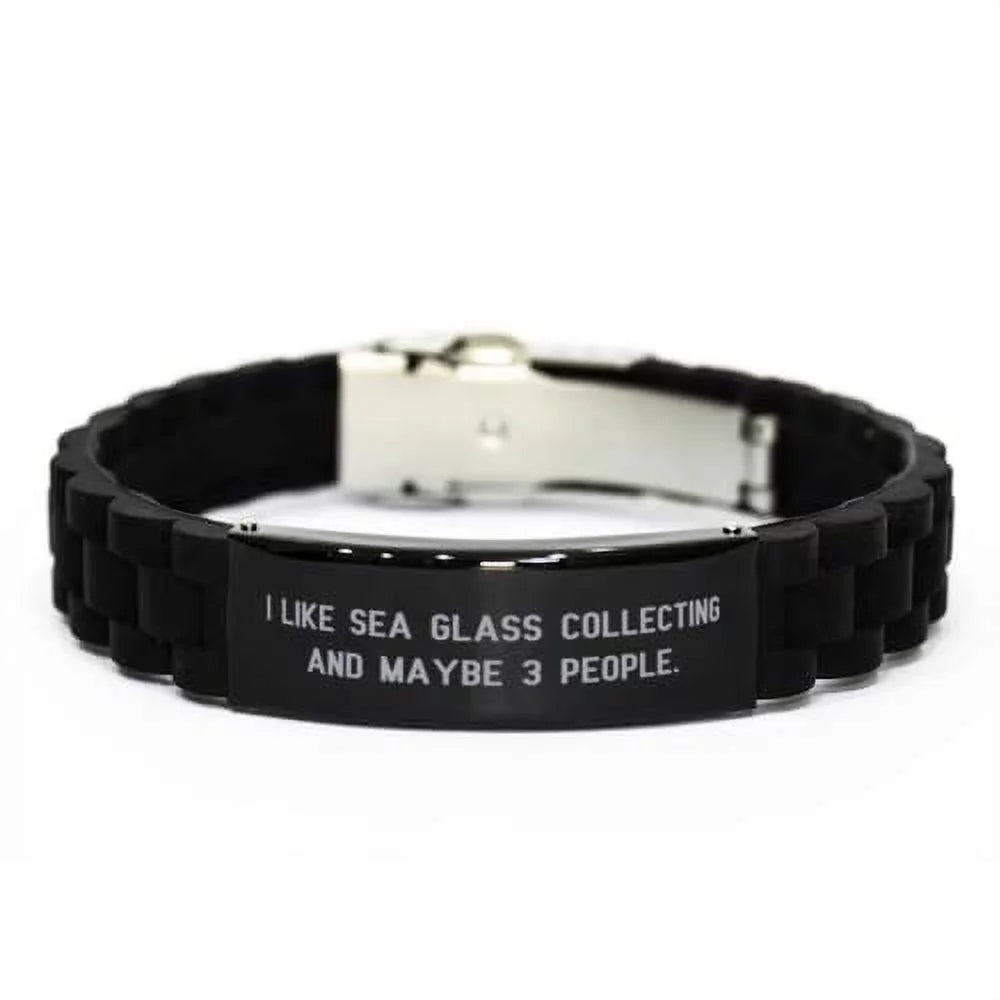 I Sea Engraved Sea Sea Black Friends, Beach Beach art, Sea glass Sarcasm Bracelet Glidelock glass glass, Collecting Clasp For jewelry, Sea. decor, glass From Present Like Bracelet, Friends, , Glass