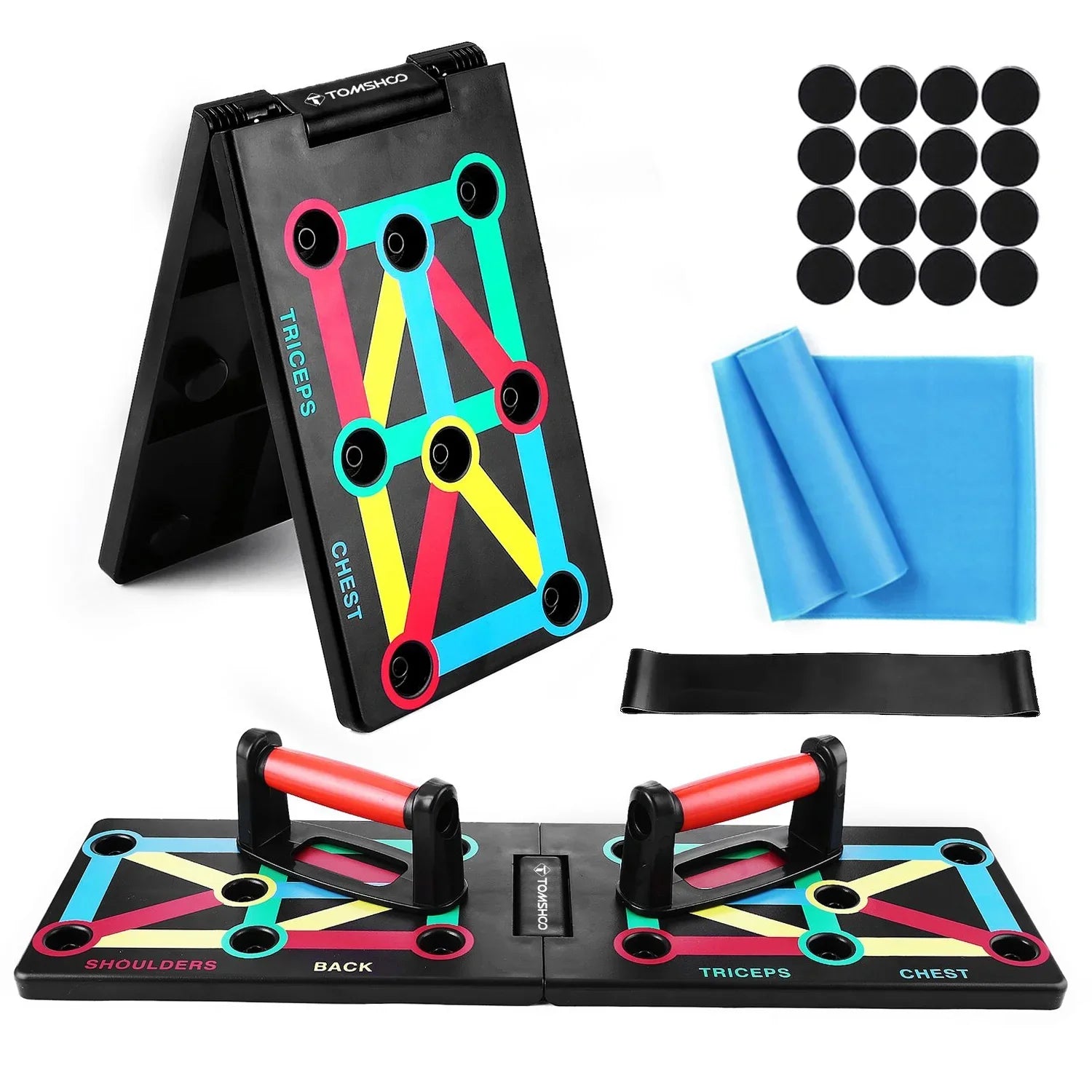 and Suitable Foldable TOMSHOO Arms, Strengthen Push-Board, Fitness Shoulders, and for Chest, Exercise Portable Space-Saving Levels All Equipment,