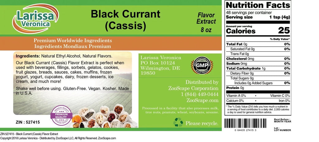 Zin: Larissa Flavor Currant Veronica Extract, 2-Pack, (Cassis), (Cassis) Currant 8 527415) (Black Black oz,