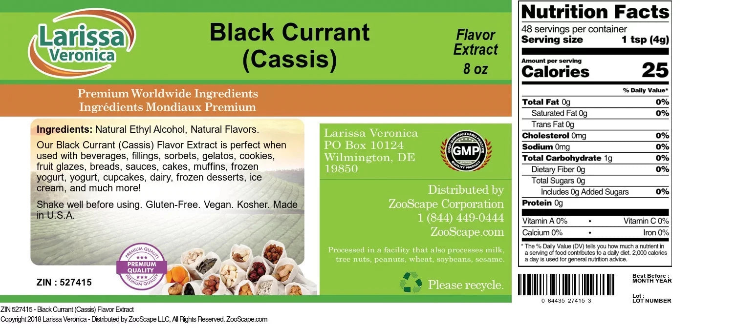 Zin: Larissa Flavor Currant Veronica Extract, 2-Pack, (Cassis), (Cassis) Currant 8 527415) (Black Black oz,