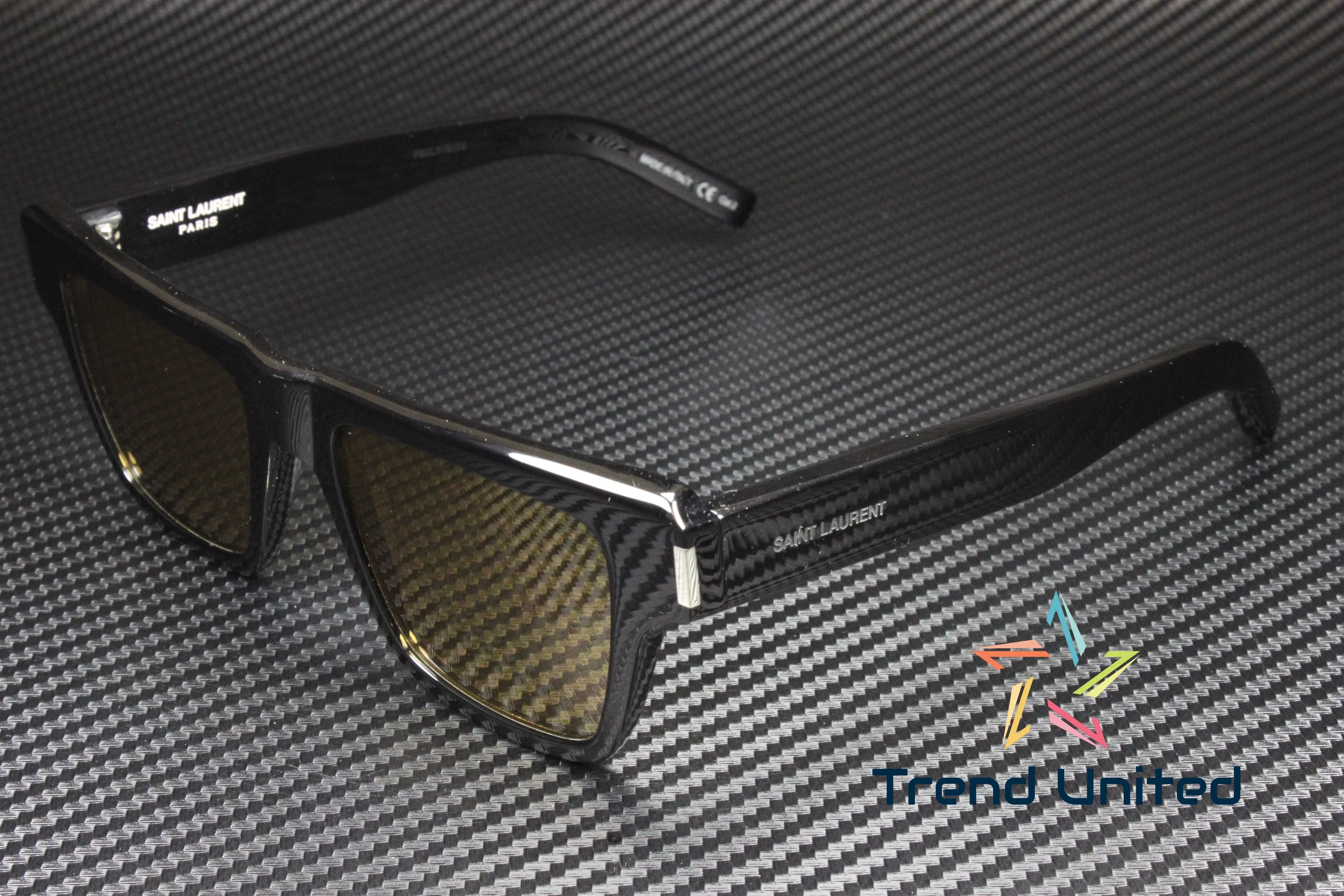 SL 004 469 Black 51 SAINT Sunglasses Men's Shiny Yellow Square mm LAURENT