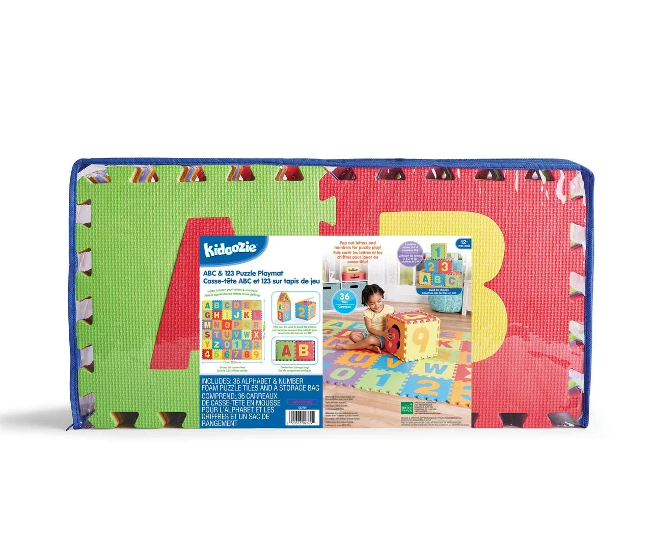 Playmat for Toddler with 12m+ Kidoozie Puzzle 123 & Foam Playmat, ABC Storage or Ages Bag Preschooler,