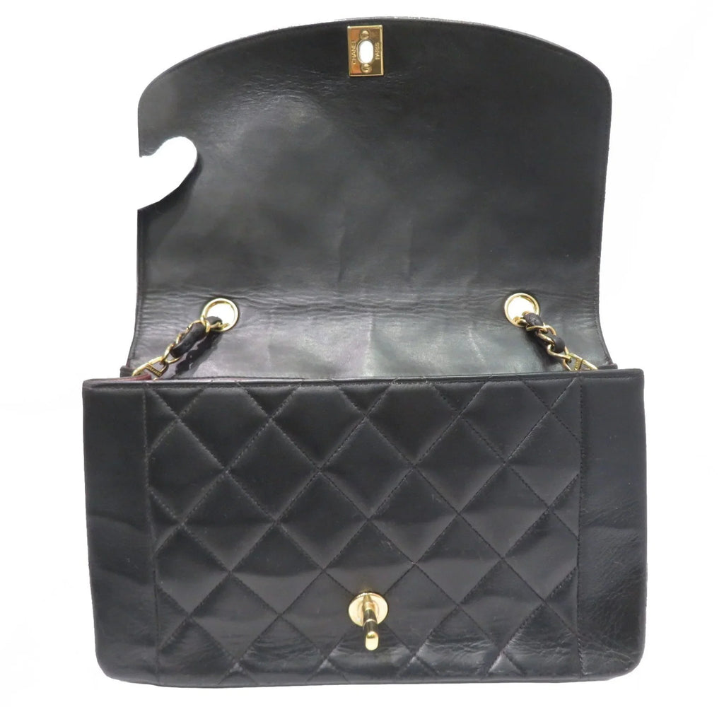 Diana Matelasse Women's Pre-Owned Men's Chain (Fair) Lambskin Shoulder CHANEL Bag Chanel Black