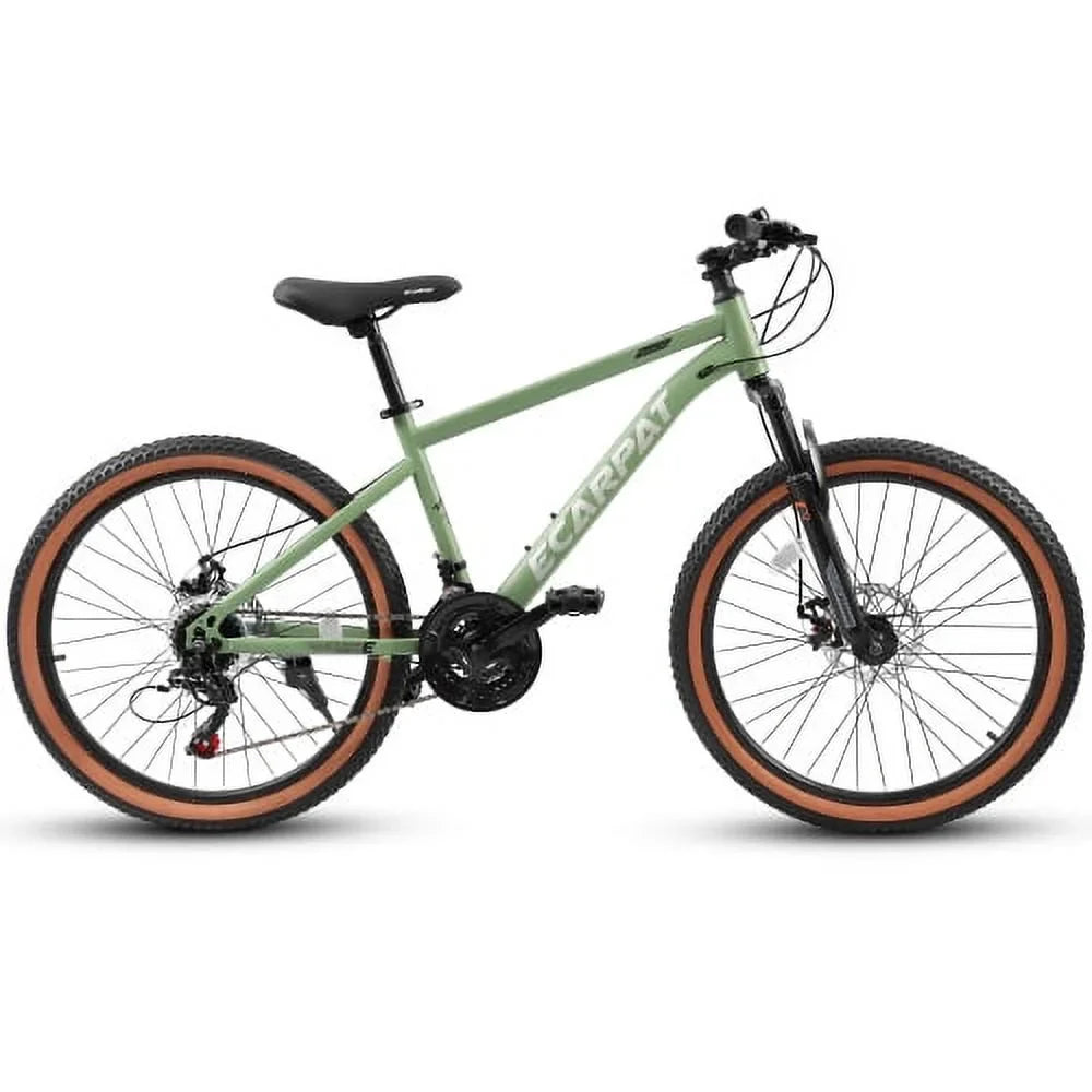 Brakes Disc Mountain 24 Wheels, Bike A24301 Womens Commuter 21-Speed Frame Bicycles Mountain steel Fork Mens Shifter Trail City Inch Thumb Ecarpat Bike, Front Carbon