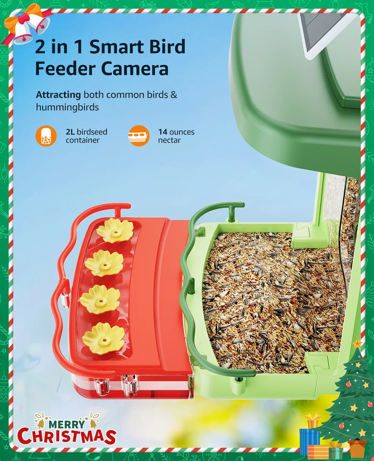 Camera, 2 1 Bird in Ideal Anyone Auto HD Feeder Camera for 3MP Feeders Camera, of Close-Ups Gift with Species, Identify Hummingbird Capture Birds Unique AI with with Bird
