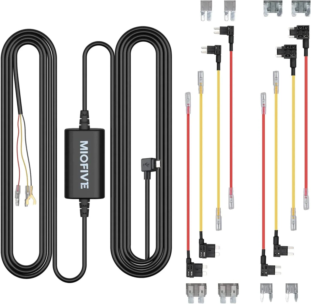 12V-24V 5V/2.4A Kit for Hardwire ro Dashcam Kit Cam USB to Wire Hard w/Fuse 11.5ft Dash Kit, Converts