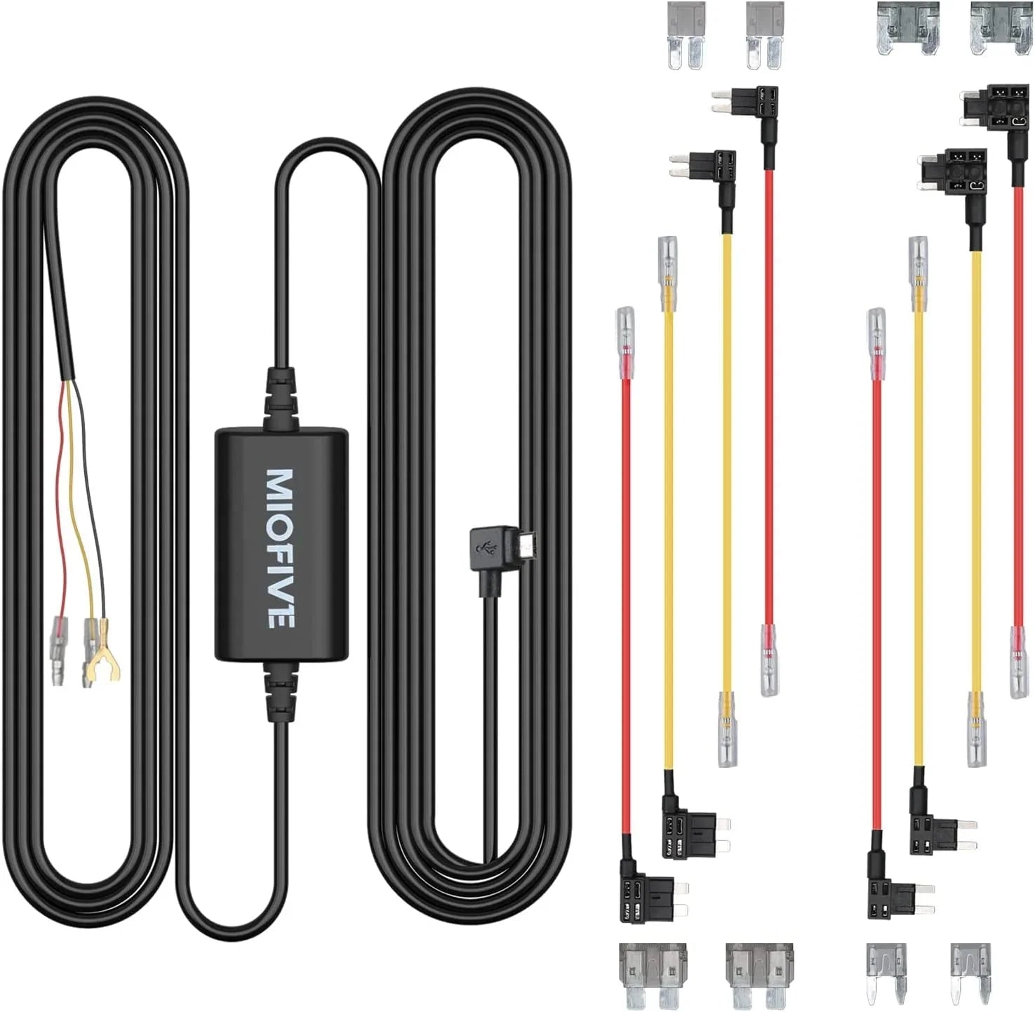 12V-24V 5V/2.4A Kit for Hardwire ro Dashcam Kit Cam USB to Wire Hard w/Fuse 11.5ft Dash Kit, Converts