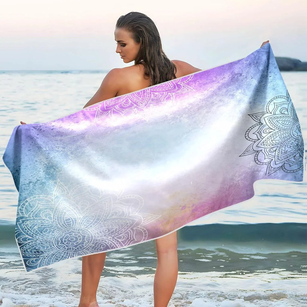 Super Bestwell Quick Oversized Lightweight Absorbent Beach Travel - Dry Towel Towels Holiday（156） Mandala's for Purple Swimming Compact Towel Camping -