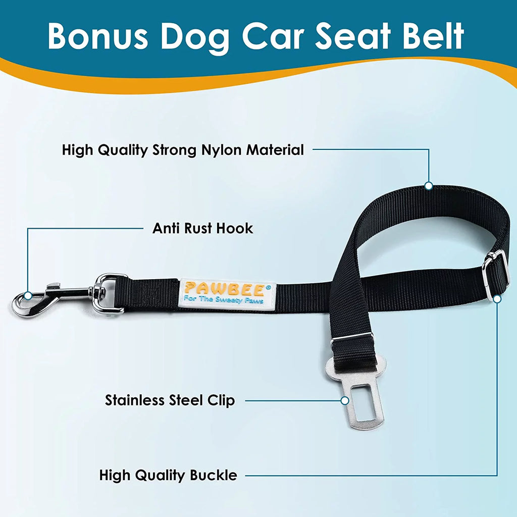 with Dog – Belt Seat Car Dogs – with – Seat for Scratcroof SUV, Covers Mesh Window Car Covers Car Bonus Waterproof PAWBEE for Car Hammock & Cover Dog Cars Dogs & Trucks Seat Front for Seat Nonslip