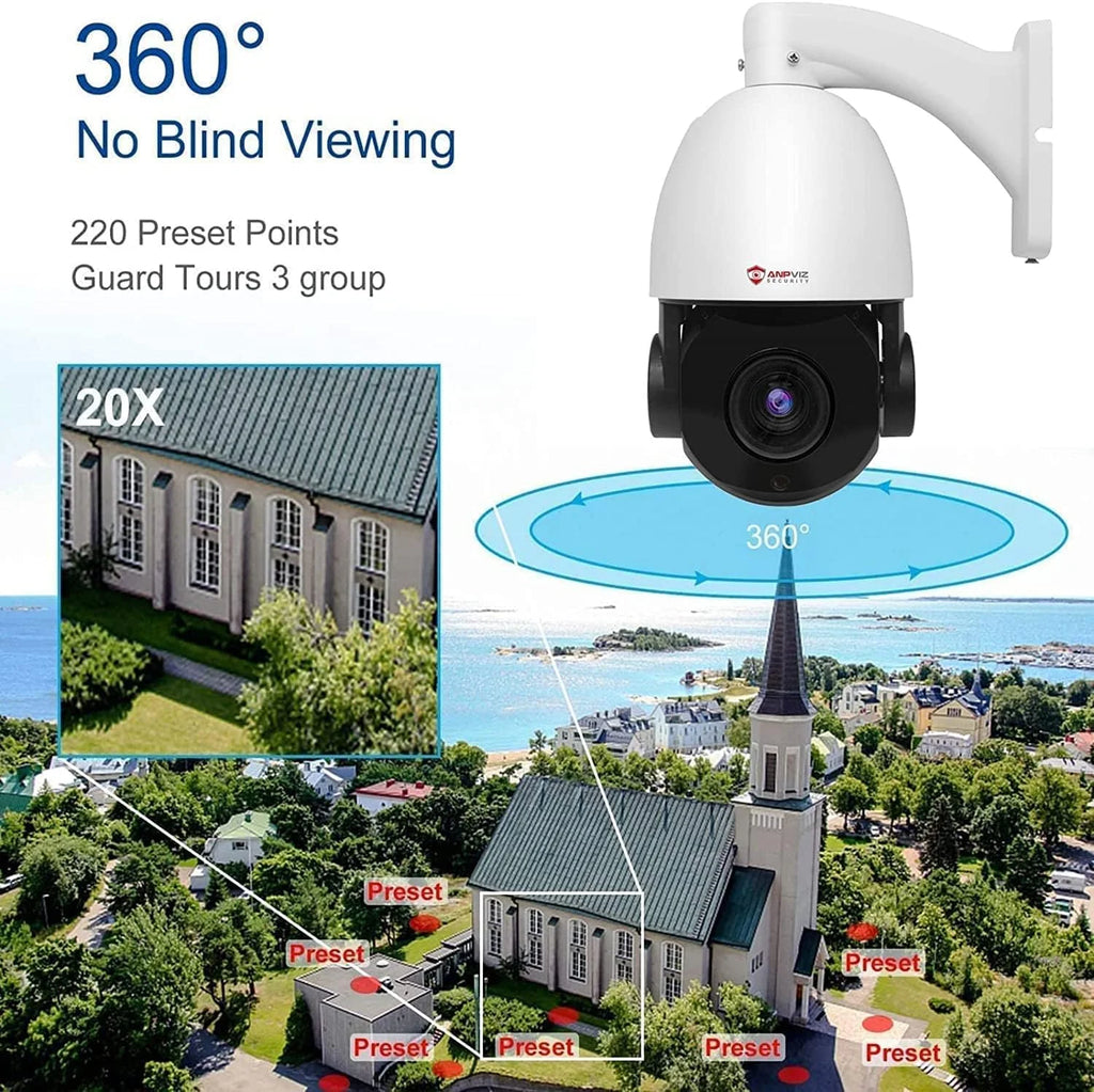 Pan with 360°/Tilt IP Outdoor Vehicle Indoor 90°, IP Vision, PTZ Mic/Audio, IR Night Optical Zoom, Camera PTZ 8MP Metal, Waterproof Camera Surveillance Anpviz IP66 Detection, PoE Person 20X Security