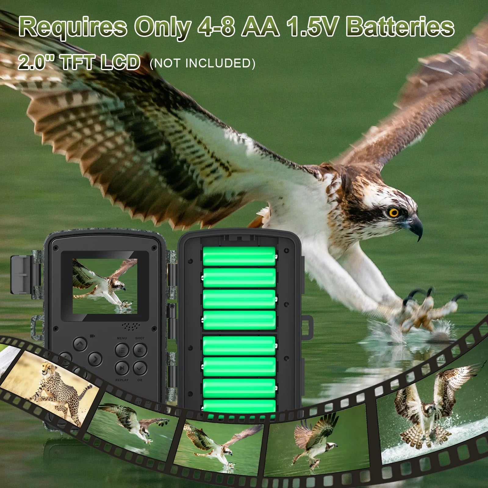 Trail Camera, 48MP Trail Wifi Home 1080P Vision Security Camera with LCD Hunting Activated Game Motion Angel 120° SUNOYAR 2.0" Night Cameras for Waterproof, Wide
