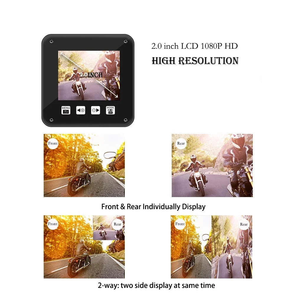 Loop 2 Night 150° Fish Screen HD Inch Angle Dash Camera, Front Full G-sensor Recording, Wide Rear Body Eye Vision, Waterproof Cam, WDR, and 1080P VSYSTO Lens Motorcycle SonyIMX307
