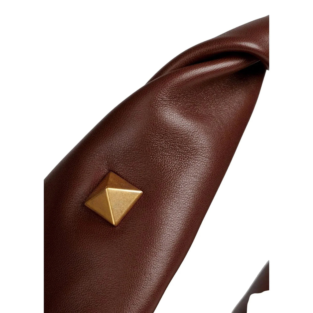 Garavani Brown Roman Twisted Bag Valentino Shoulder Stud Leather