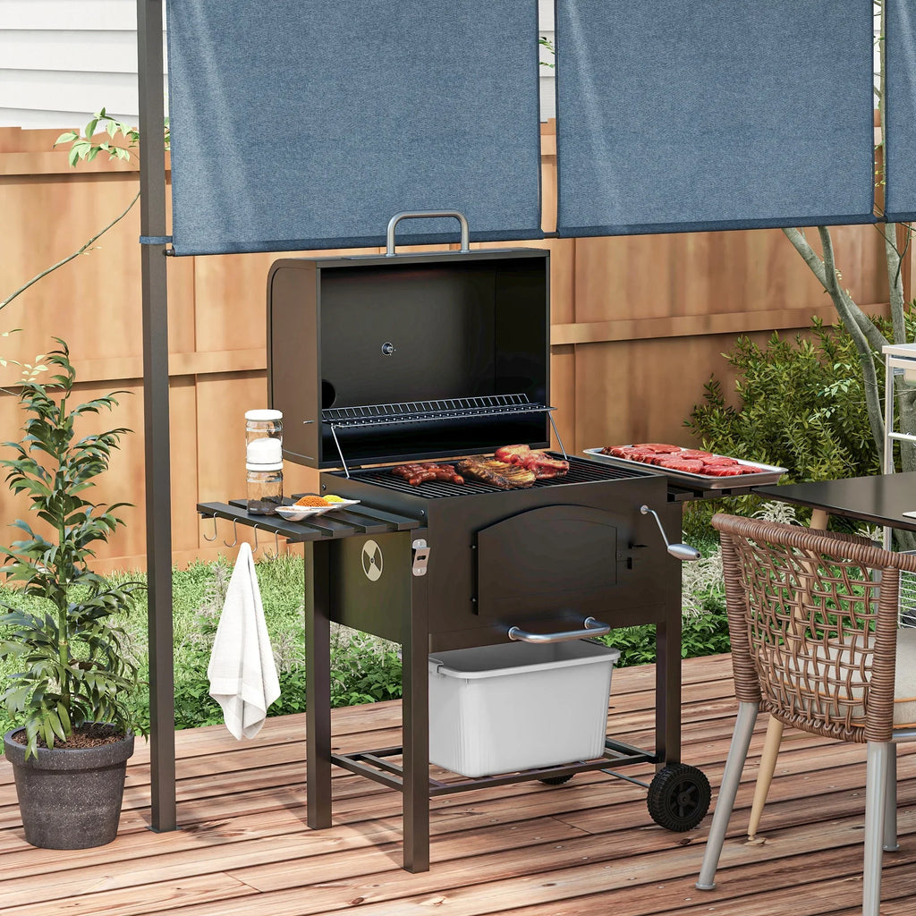 CoSoTower Barbecue Thermometer, Bottle Shelves, Adjustable Black Wheels Patio, Folding Opener Backyard, with for Height, Grill, Picnic, Portable Camping, & BBQ with Charcoal Outdoor