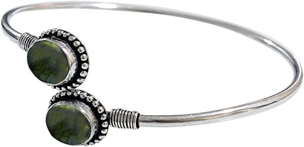 labradorite Bracelet Women, Modern Bohemian Tribal Plated Bracelet, Natural Handmade Party Boho Designer Design Fashion Silver Gemstone Jewellery For Cuff