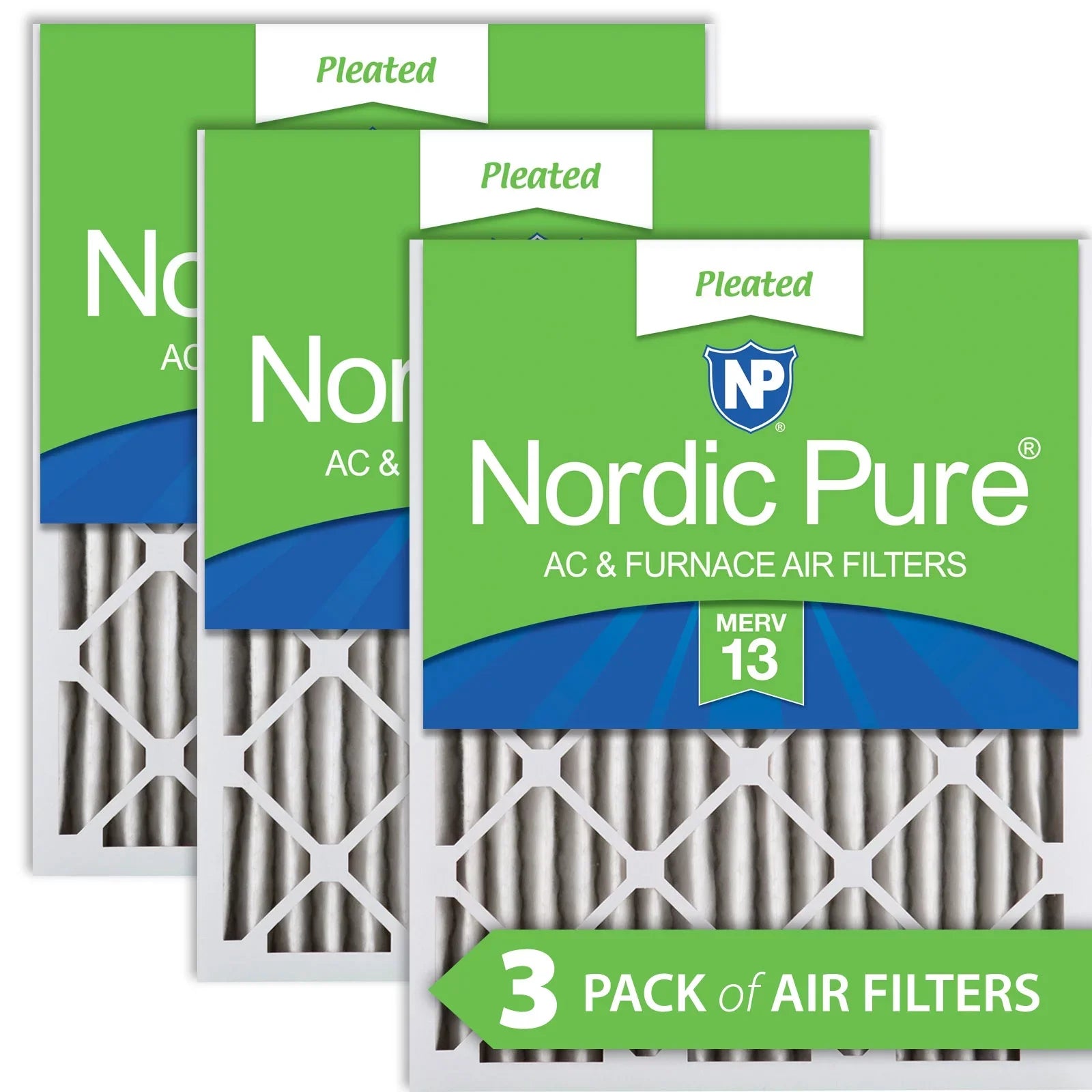 Pack Pleated Nordic 20x20x2 Pure Filters 3 Air MERV 13