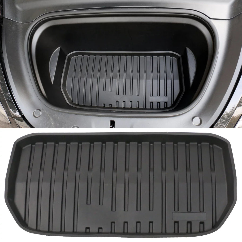 Under Trunk with Cargo Anti-Slip TPE Trunk Mat Frunk Storage Liner Weather Motorsports Model Mats All 2020-2023 Y Waterproof Accessories Liner Ikon Compatible Injection Tesla Black Cargo Interior