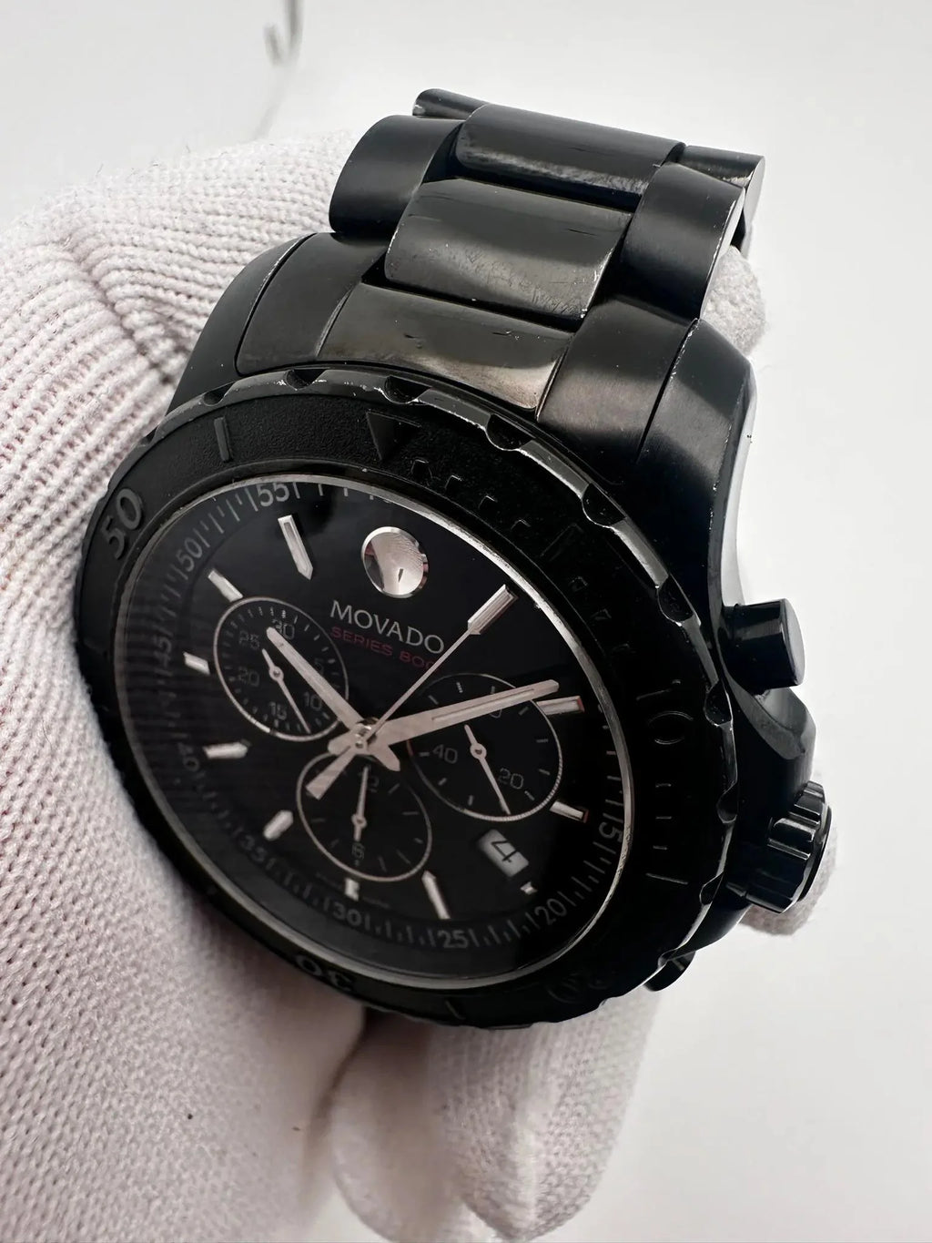 Black Pre-Owned (Good) 800 PVD Series Watch Quartz Movado Steel 2600119 Coated