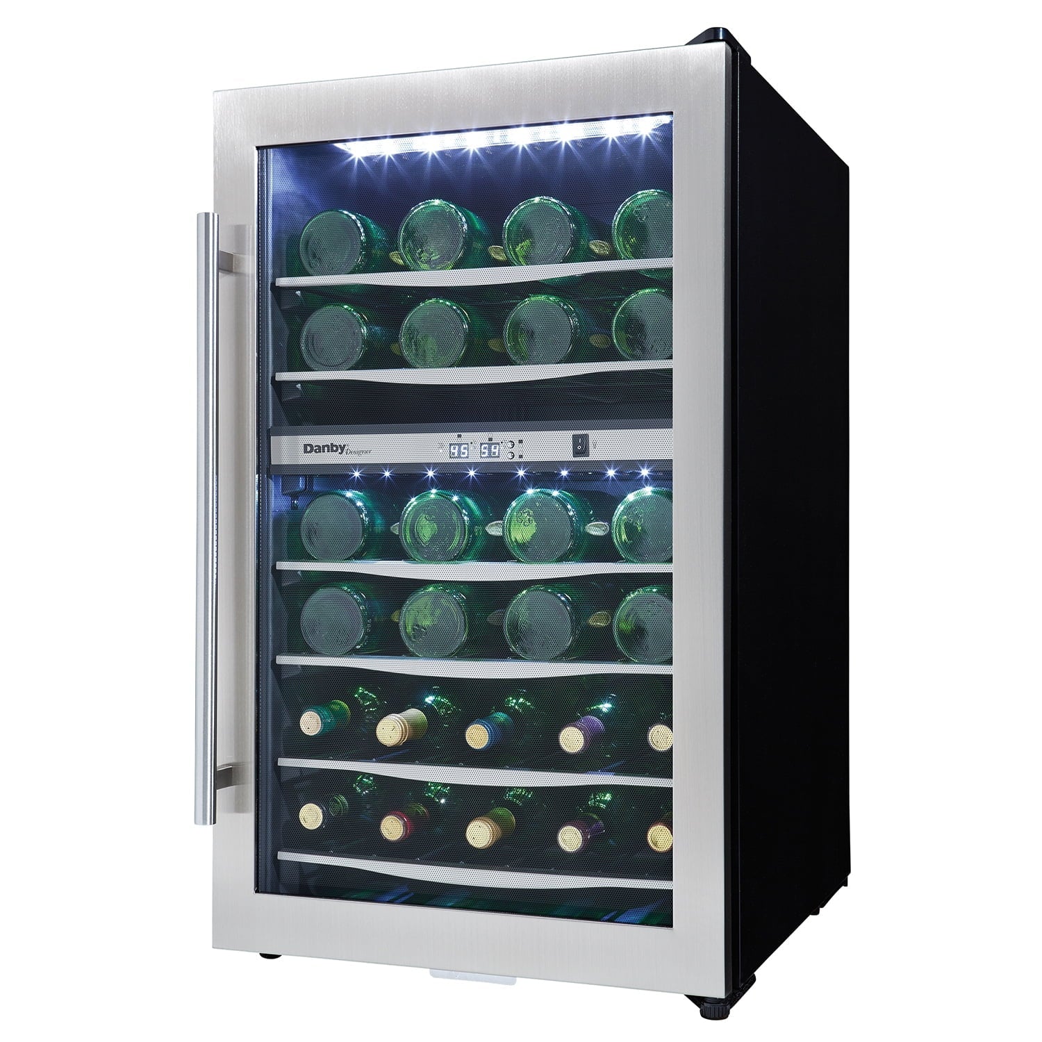 Wine Cooler Designer Refrigerator 38 DWC040A3BSSD Danby Bottle Light Compact LED