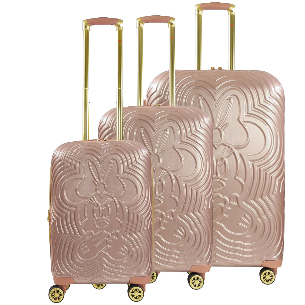 Inch, 25 Gold with Disney 3 Suitcase Rolling Minnie 21, Rose Hardshell Molded and Piece Wheels, 29 Mouse Set, Luggage